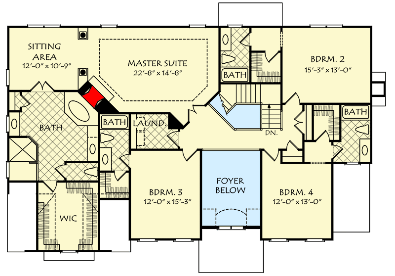 Plan 710365BTZ: Dreamy Two-Story House Plan with Large Rear Deck - Floor Plan - 2nd Floor - Georgian, Southern, Traditional