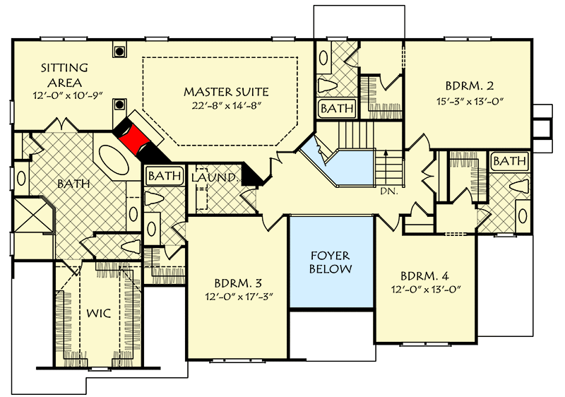 Plan 710366BTZ: European-Style House Plan with 3-Car Garage - 3633 Sq Ft - Floor Plan - 2nd Floor - European, Southern