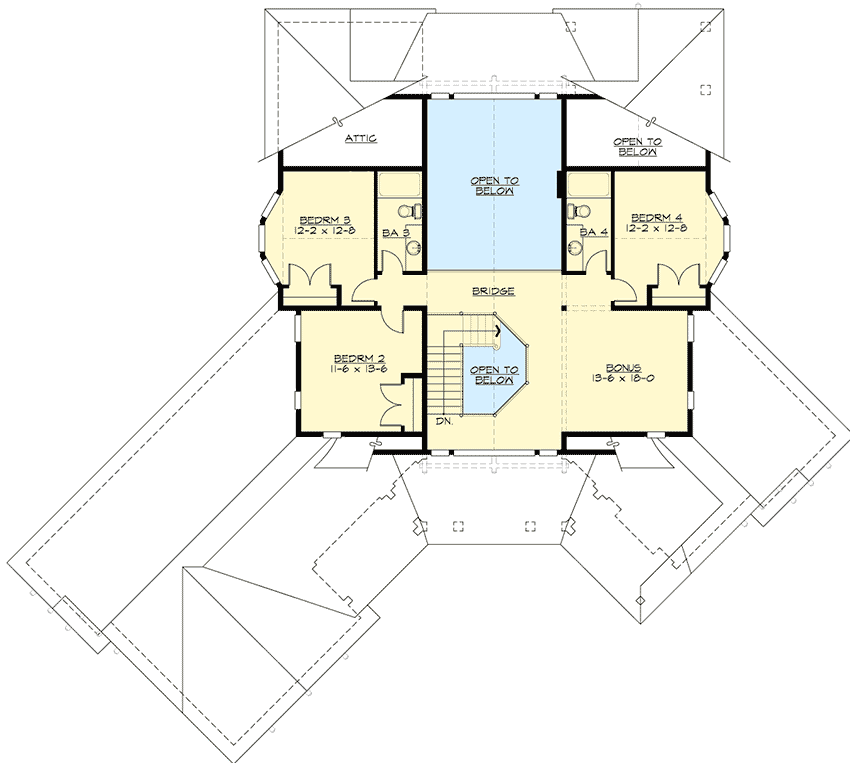 Plan 23852JD: Expanded Craftsman House with 3-Car Angled Garage - Floor Plan - 2nd Floor - Craftsman, Northwest