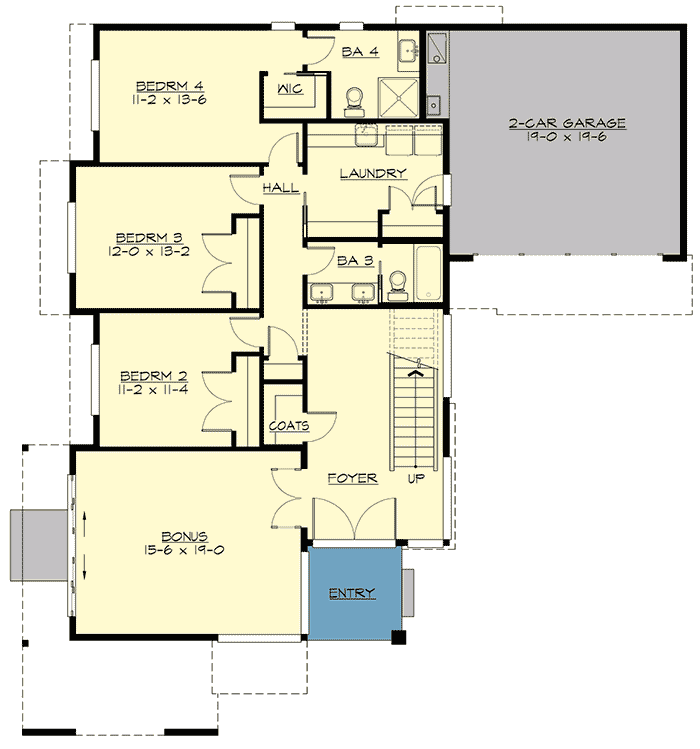 Plan 23853JD: Modern Northwest House Plan with Rooftop Deck - Floor Plan - Main Level - Modern, Northwest