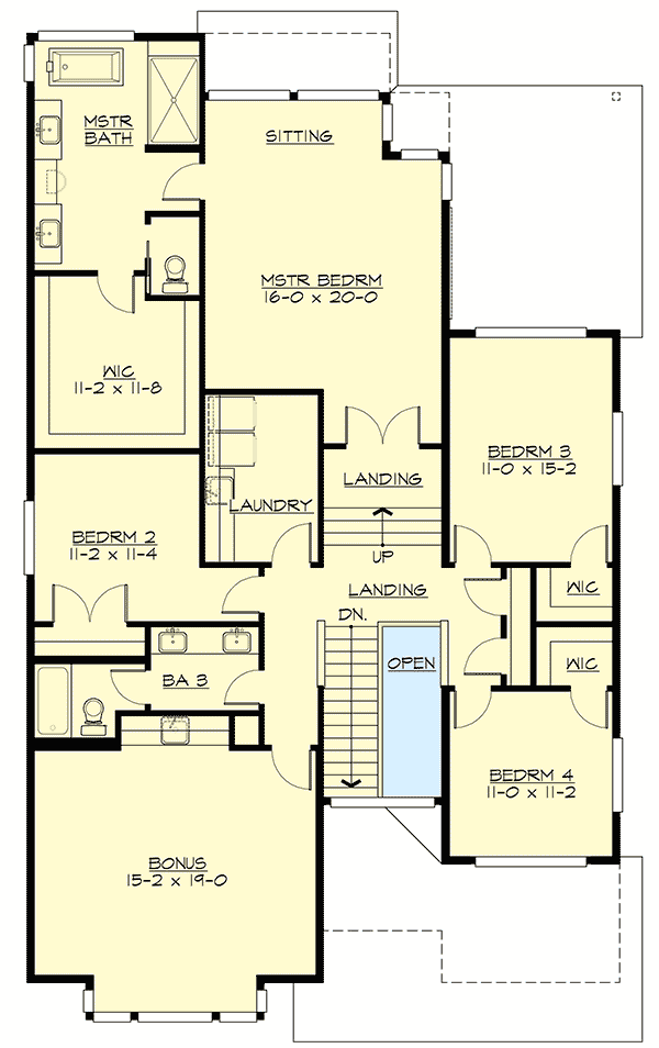 Plan 23855JD: Modern House Plan with Large Bonus Room Over the Garage - Floor Plan - 2nd Floor - Contemporary, Mid Century Modern, Modern, Northwest