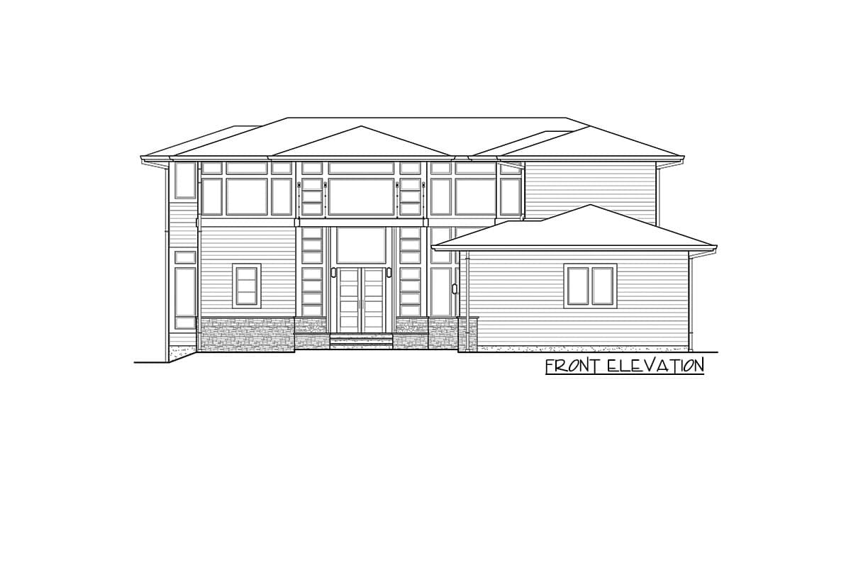 Plan 23856JD: Luxury Modern House Plan with Wine Room and Private Den with Guest Room Potential - Image #4 - Modern, Northwest, Prairie