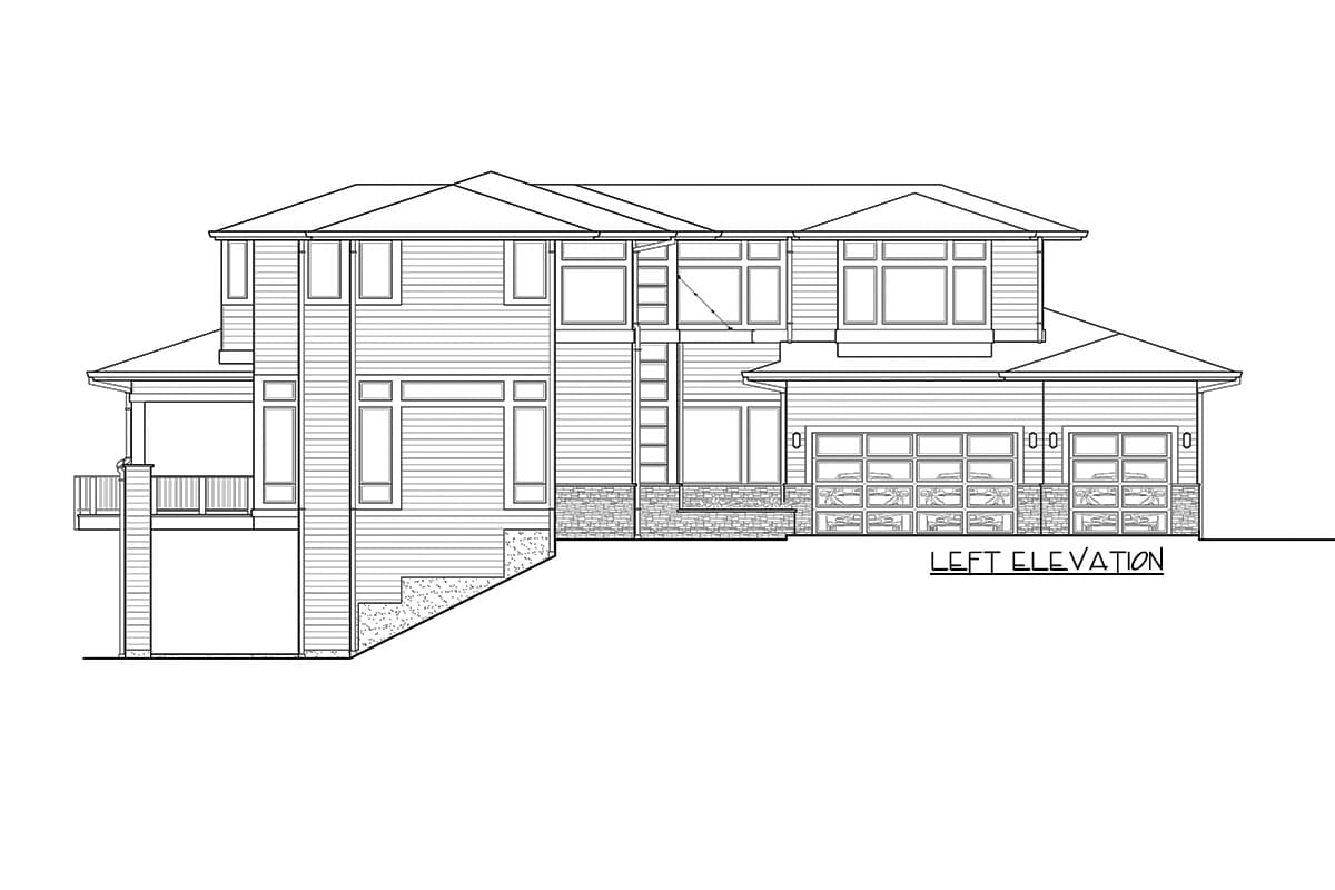 Plan 23856JD: Luxury Modern House Plan with Wine Room and Private Den with Guest Room Potential - Image #5 - Modern, Northwest, Prairie