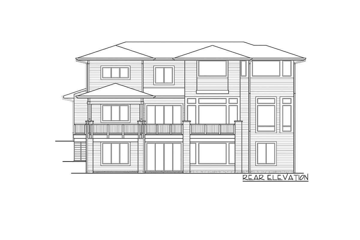 Plan 23856JD: Luxury Modern House Plan with Wine Room and Private Den with Guest Room Potential - Image #6 - Modern, Northwest, Prairie