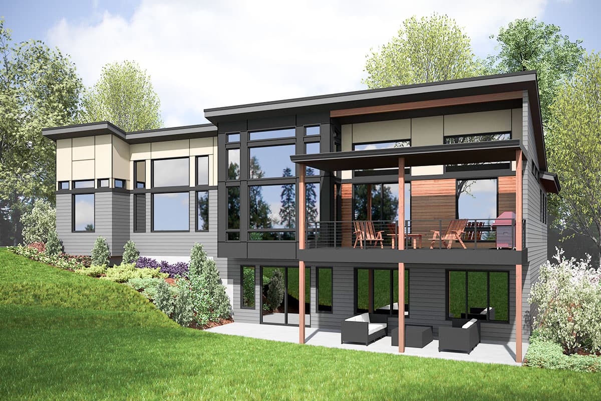 Plan 23861JD: 4-Bed Contemporary Home Plan with Main-Floor Master - Image #4 - Mid Century Modern, Modern, Northwest