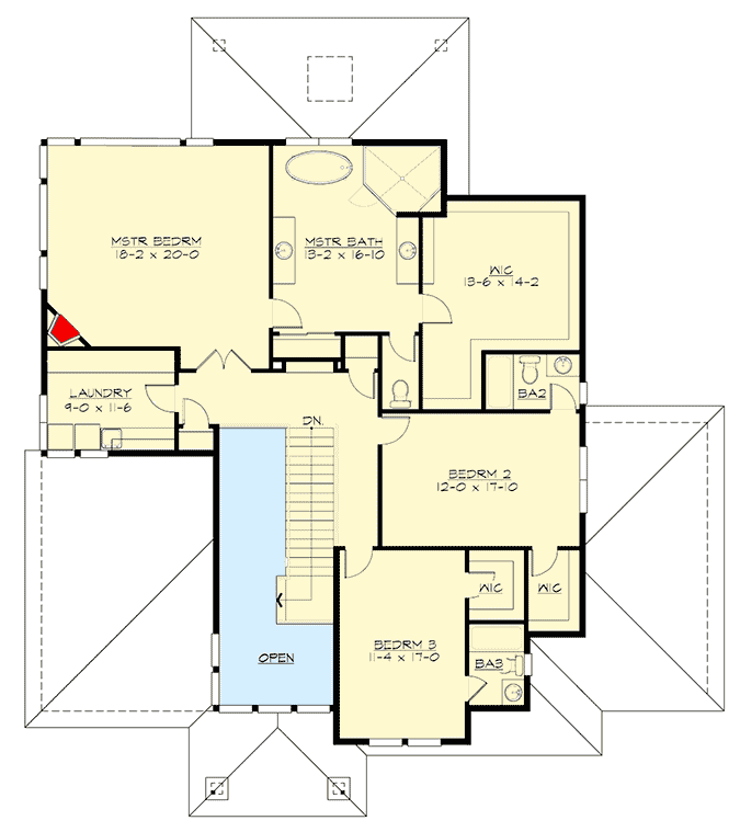 Plan 23863JD: Two-Story Modern Home Plan with Outdoor Living Room - Floor Plan - 2nd Floor - Modern, New American, Northwest