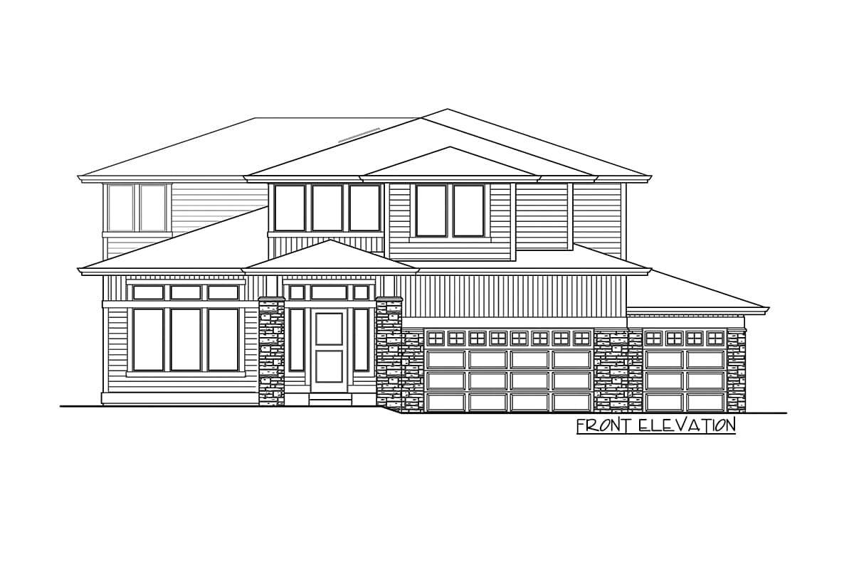 Plan 23863JD: Two-Story Modern Home Plan with Outdoor Living Room - Image #40 - Modern, New American, Northwest