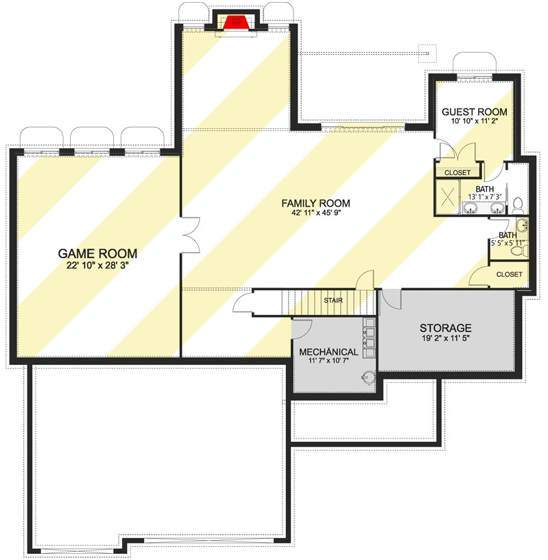 Plan 61357UT: Exclusive Craftsman House Plan with Vaulted Ceiling - Floor Plan - Basement - Craftsman, New American