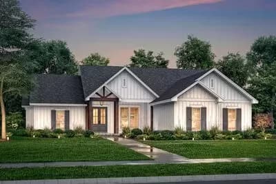One-Story New American House Plan with Split Bedroom Layout - 1992 Sq Ft