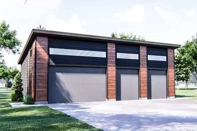 Modern Garage with Sloped Ceiling
