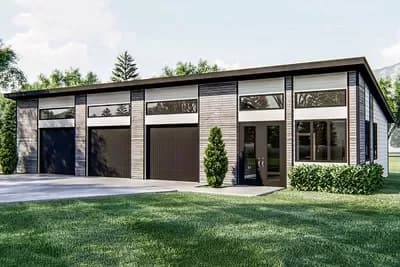 3-Car Modern Garage Plan with a 476 Square Foot Studio with Kitchen and Full Bath