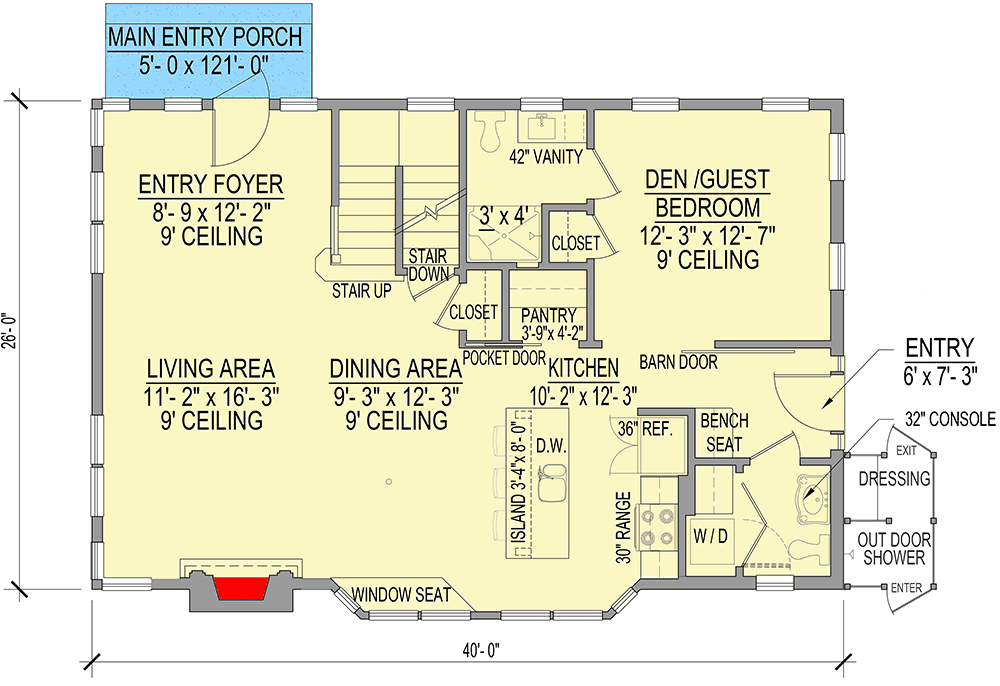 Plan 654003KNA: Exclusive Shingle House Plan with Optional Lower Level Apartment - Floor Plan - Main Level - Coastal, Shingle, Vacation