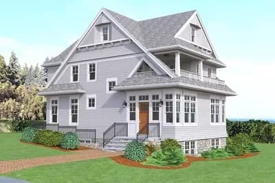 Exclusive Shingle House Plan with Optional Lower Level Apartment