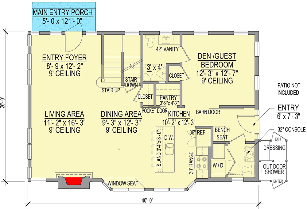Plan 654005KNA: Coastal Shingle House Plan with Optional Lower Level Apartment - Floor Plan - Main Level - Coastal, Shingle, Vacation
