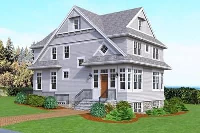 Coastal Shingle House Plan with Optional Lower Level Apartment