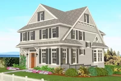 Exclusive Shingle House Plan with Rooftop Deck