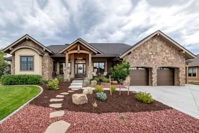 Mountain New American Home Plan with 4-Car Tandem Garage