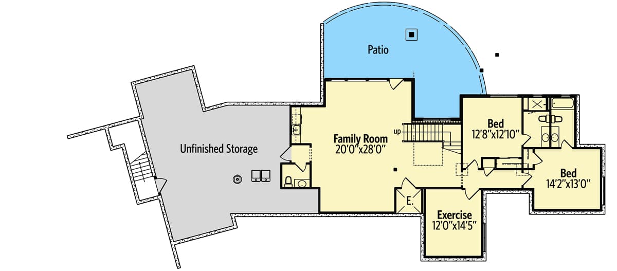 Plan 95087RW: Mid-Century Mountain House Plan with an Open Walkway Between the Master Bed and Outdoor Living - Floor Plan - Optional Lower Level - Mid Century Modern, Mountain, New American, Prairie, Ranch, Rustic