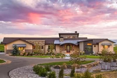 Mid-Century Mountain House Plan with an Open Walkway Between the Master Bed and Outdoor Living