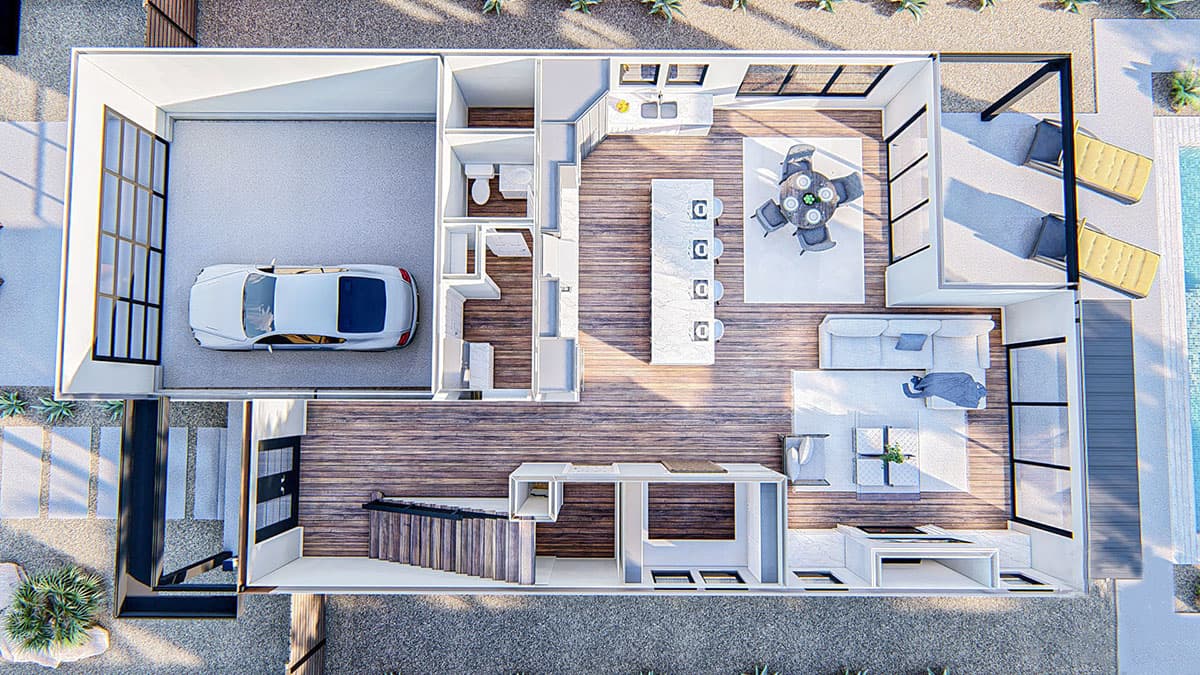 Plan 62860DJ: Narrow Lot Modern Coastal House Plan - Image #9 - Coastal, Contemporary, Modern