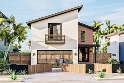 Narrow Lot Modern Coastal House Plan