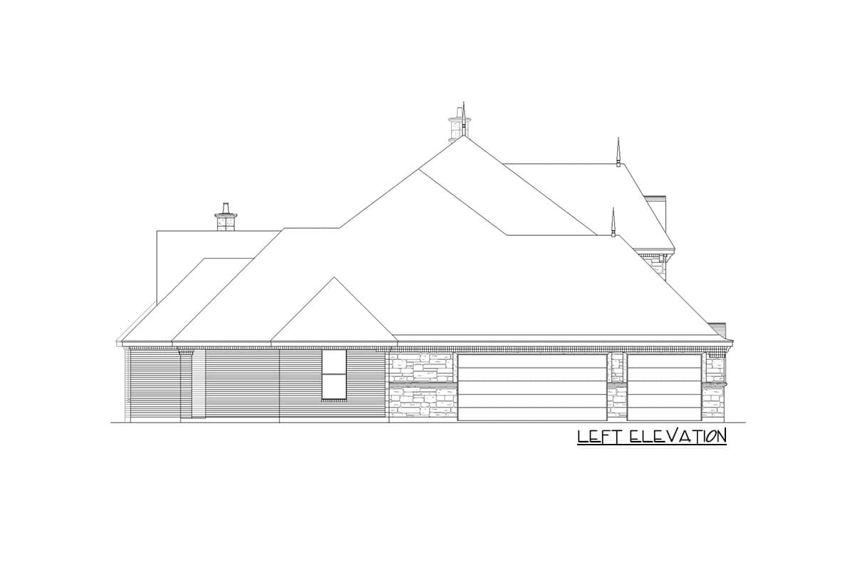 Plan 36595TX: 4-Bed European Home Plan with Upstairs Bonus Room - Image #4 - European, French Country