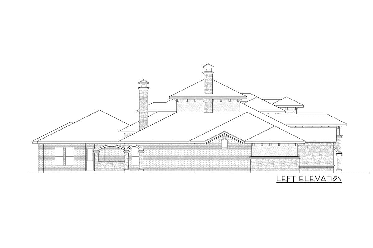 Plan 36602TX: Spacious 5-Bed House Plan with Parking Courtyard - 5443 Sq Ft - Image #4 - European, Mediterranean, Spanish, Tuscan