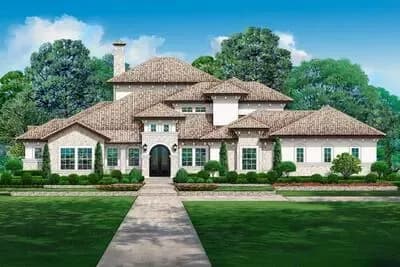 Spacious 5-Bed House Plan with Parking Courtyard - 5443 Sq Ft