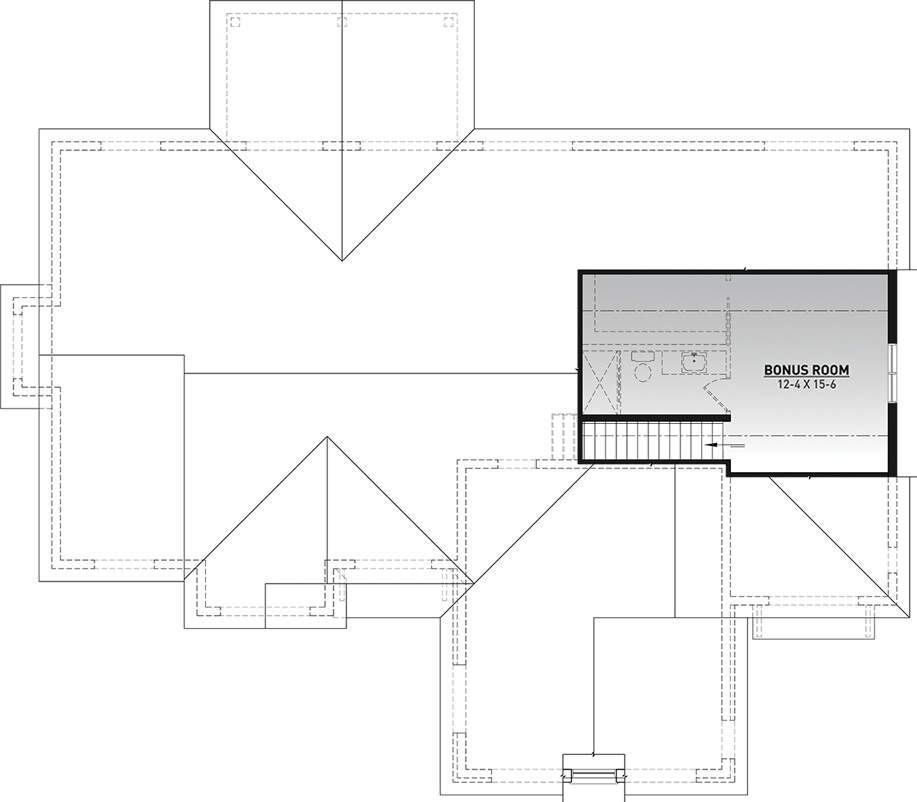 Plan 22571DR: Split Bedroom New American House Plan with 2-Car Garage - Floor Plan - Bonus - Country, Craftsman, Modern Farmhouse, New American, Ranch