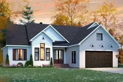 Split Bedroom New American House Plan with 2-Car Garage