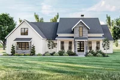 Modern Farmhouse Plan with Optional Lower Level Sport Court