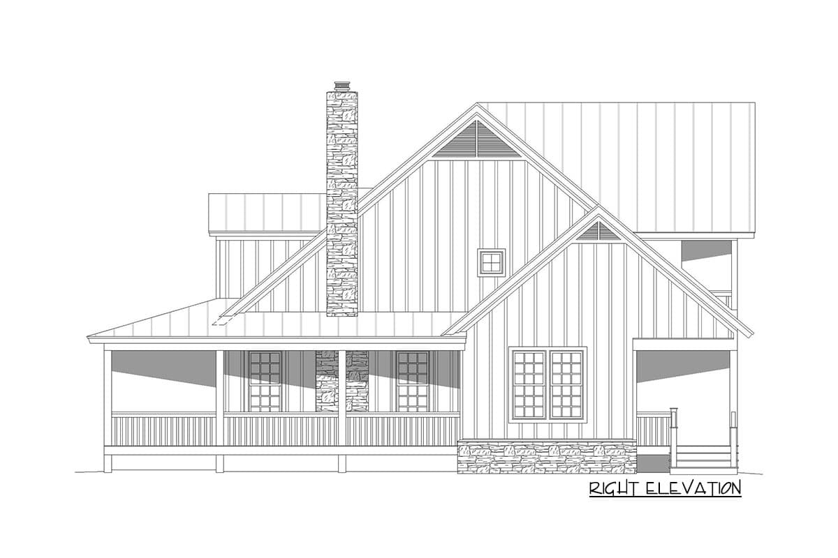 Plan 68653VR: Country Farmhouse Plan with Wraparound Porch and a Vaulted Second Floor Balcony - Image #5 - Cottage, Country, Farmhouse, Modern Farmhouse, Southern, Traditional