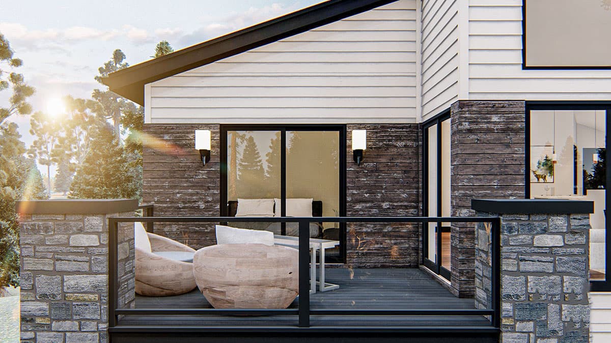 Plan 62862DJ: Modern Carriage House Plan with Upper Level Deck - Image #6 - Carriage, Mid Century Modern, Modern