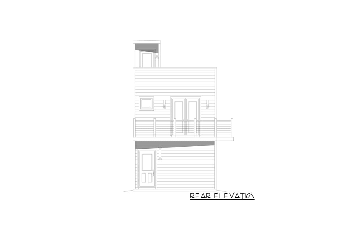 Plan 68651VR: Narrow 2-Bed Home Plan with Rooftop Deck  - Image #4 - Contemporary, Modern, Northwest