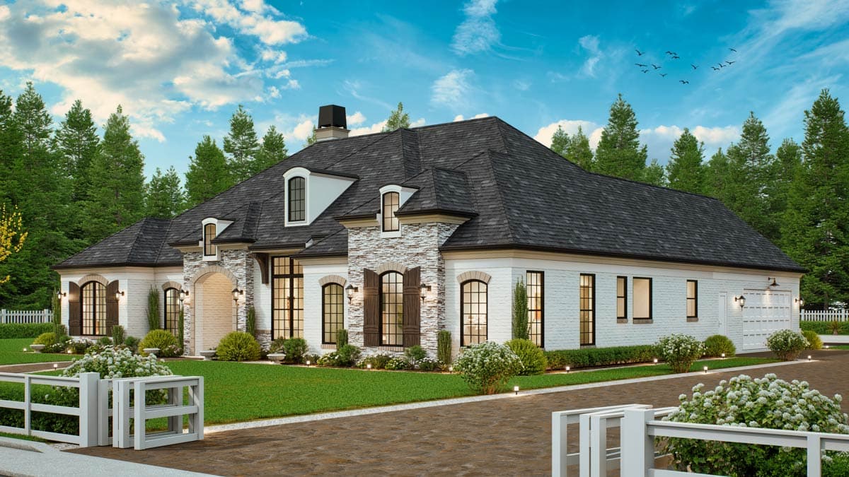Plan 12318JL: 3-Bed Traditional House Plan with 2-Car Carport in Back - Image #8 - European, French Country, Ranch, Southern, Traditional