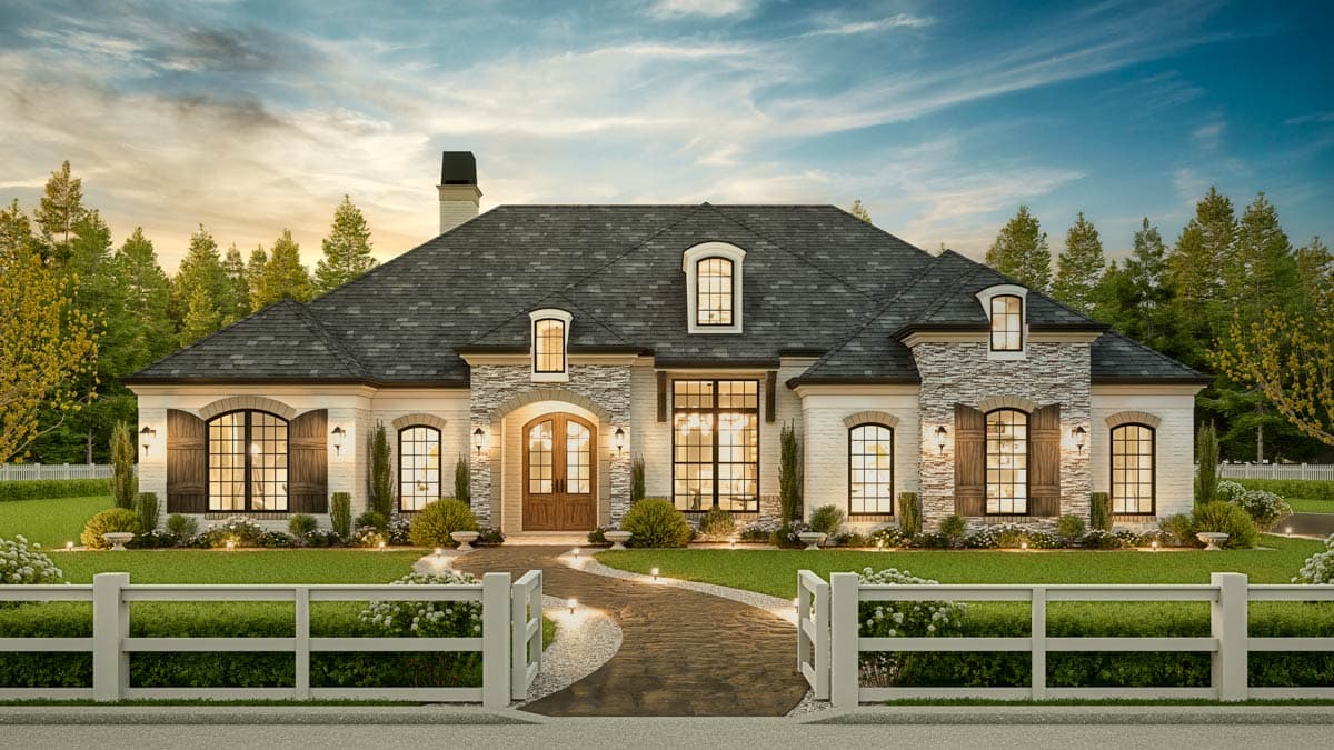 Plan 12318JL: 3-Bed Traditional House Plan with 2-Car Carport in Back - Image #9 - European, French Country, Ranch, Southern, Traditional