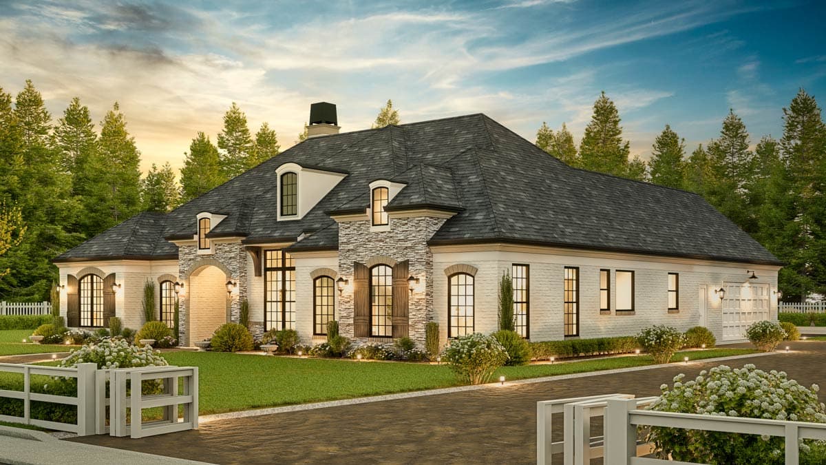 Plan 12318JL: 3-Bed Traditional House Plan with 2-Car Carport in Back - Image #10 - European, French Country, Ranch, Southern, Traditional