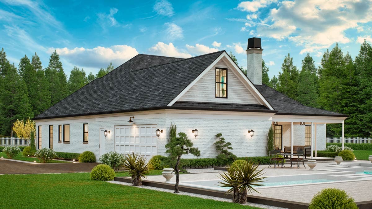 Plan 12318JL: 3-Bed Traditional House Plan with 2-Car Carport in Back - Image #7 - European, French Country, Ranch, Southern, Traditional