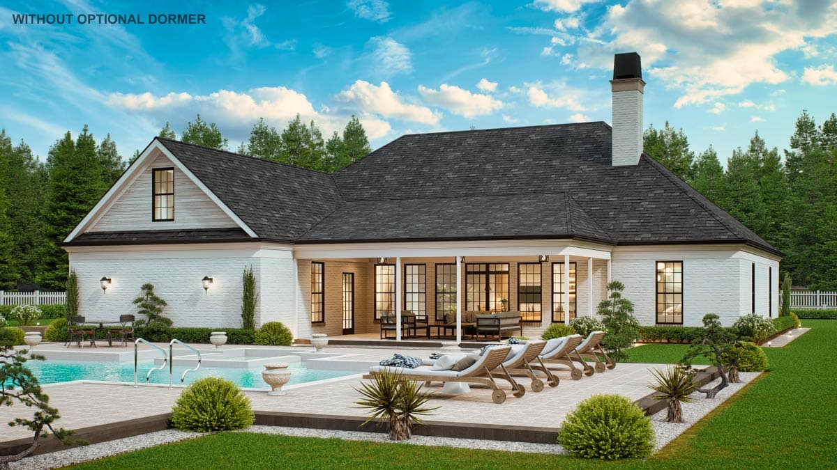 Plan 12318JL: 3-Bed Traditional House Plan with 2-Car Carport in Back - Image #5 - European, French Country, Ranch, Southern, Traditional