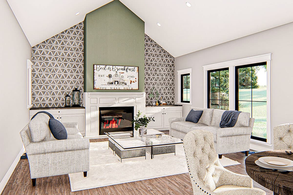 Plan 62863DJ: Modern Farmhouse Plan with Wraparound Porch and Vaulted Interior - 2076 Sq Ft - Image #9 - Country, Farmhouse, Modern Farmhouse, Ranch
