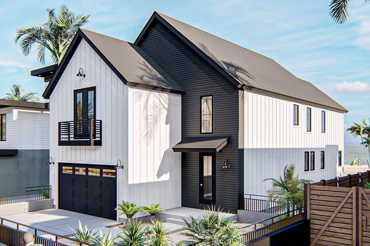 Plan 62864DJ: Narrow Contemporary Coastal House Plan - Image #4 - Coastal, Contemporary