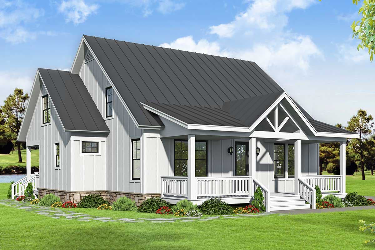 Plan 68655VR: Two-Story Country Home Plan with Large Front and Rear Porches