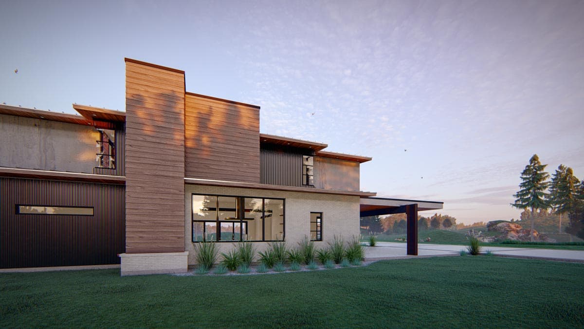 Plan 915036CHP: Modern House Plan with a Carport Plus a 4-Car Detached Garage  - Image #4 - Modern, Northwest