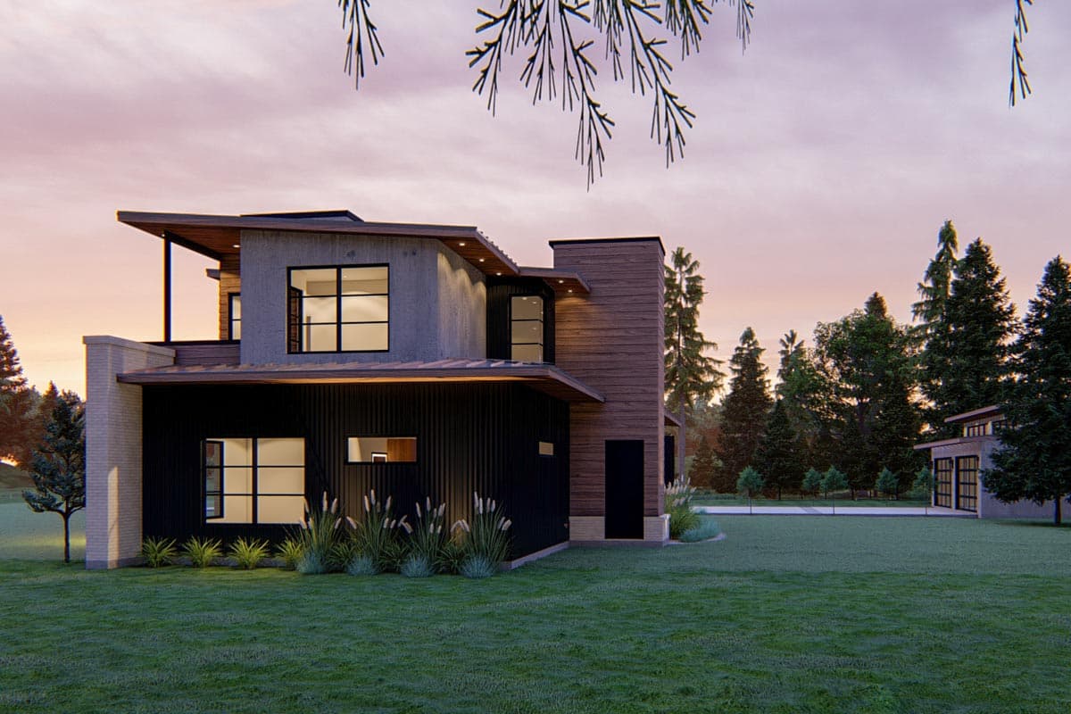 Plan 915036CHP: Modern House Plan with a Carport Plus a 4-Car Detached Garage  - Image #5 - Modern, Northwest