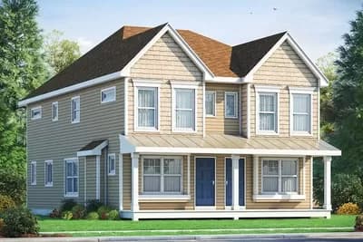 Two-Family House Plan for a 30'-Wide Lot - 1399 Sq Ft Units with 2 Beds Each