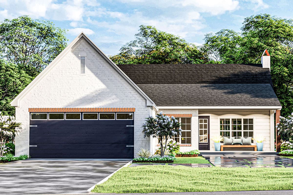 Plan 62157V: French Country Cottage with Vaulted Ceiling and Great Room - 1769 Sq Ft - Image #4 - Acadian, Cottage, French Country, Louisiana-Style, Southern