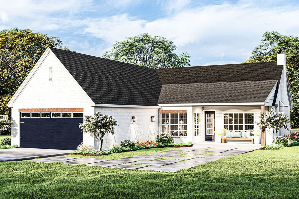 Plan 62157V: French Country Cottage with Vaulted Ceiling and Great Room - 1769 Sq Ft - Image #5 - Acadian, Cottage, French Country, Louisiana-Style, Southern