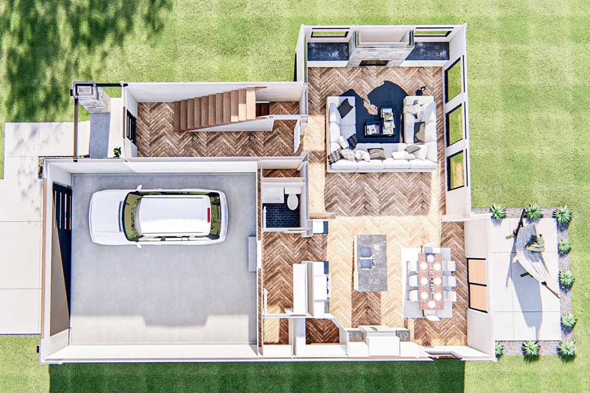 Plan 62866DJ: Efficient 3-Bed Modern-Style Home Plan - 1777 Sq Ft - Image #5 - Modern, Prairie