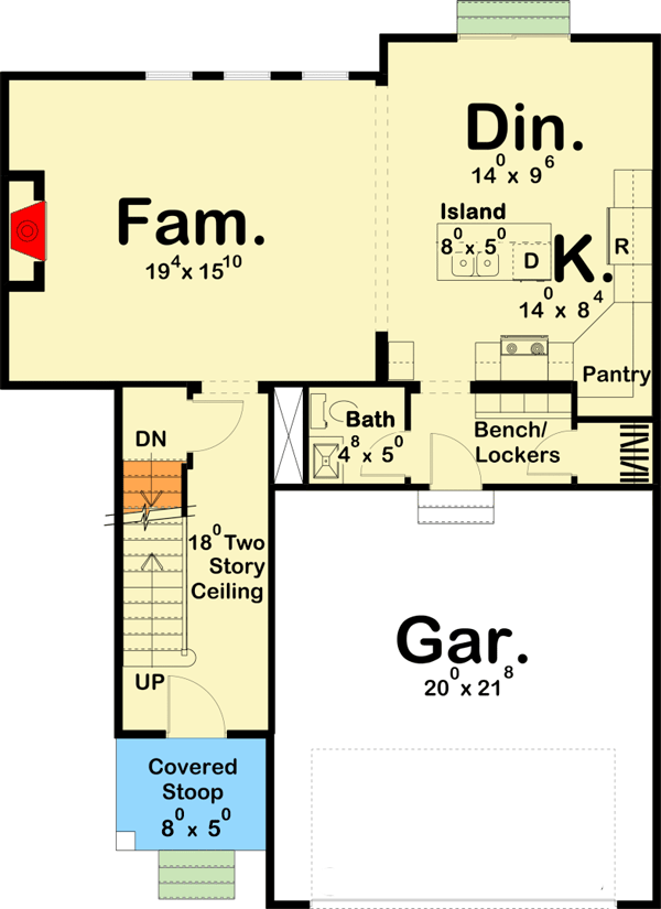 Plan 62866DJ: Efficient 3-Bed Modern-Style Home Plan - 1777 Sq Ft - Floor Plan - Main Level - Modern, Prairie