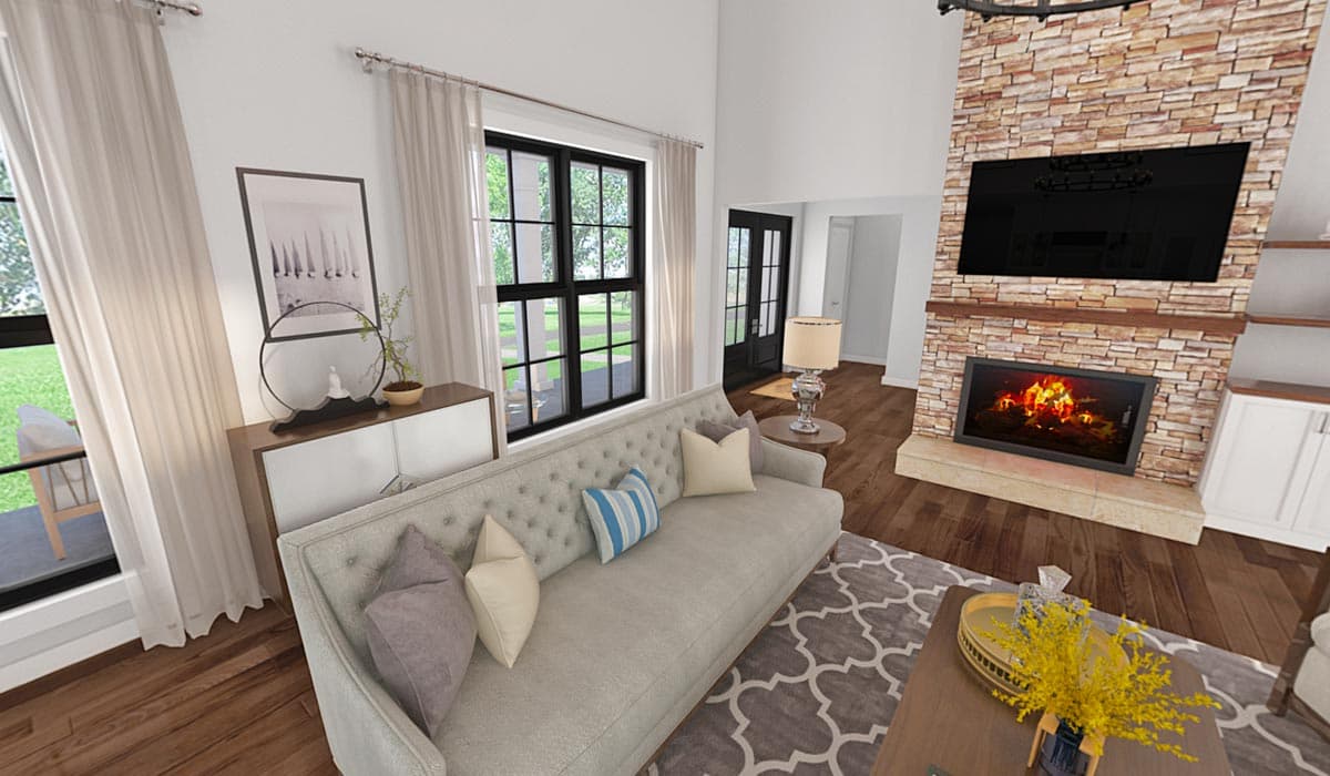 Plan 69760AM: 3-Bed Modern Farmhouse Plan with 2-Car Courtyard-Entry Garage - 2060 Sq Ft - Image #8 - Country, Farmhouse, Modern Farmhouse, New American